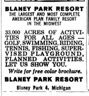 Blaney Park Resort - 1965 AD IN CINCINATTI PAPER